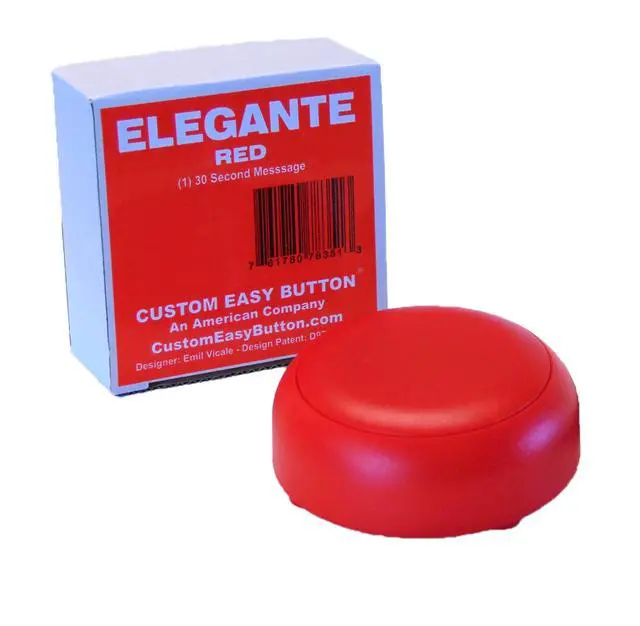 Alt view image 2 of 2 - Recordable Buttons: 30-Second Talking Voice Recorder. The Elegante Patented Design. by The Original ® (Red Base/Red Top)