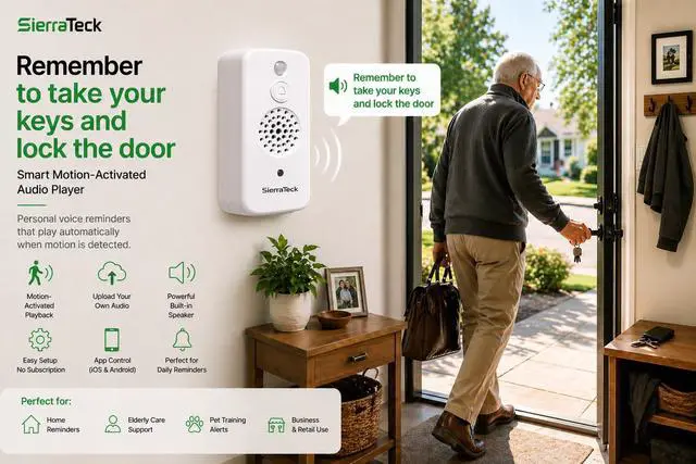 Alt view image 2 of 6 - Pro: Smart Motion-Activated Customizable Audio Player - WiFi-Enabled, Real Time Alerts