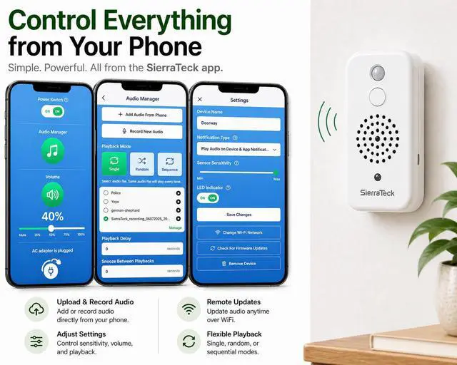Alt view image 4 of 6 - Pro: Smart Motion-Activated Customizable Audio Player - WiFi-Enabled, Real Time Alerts