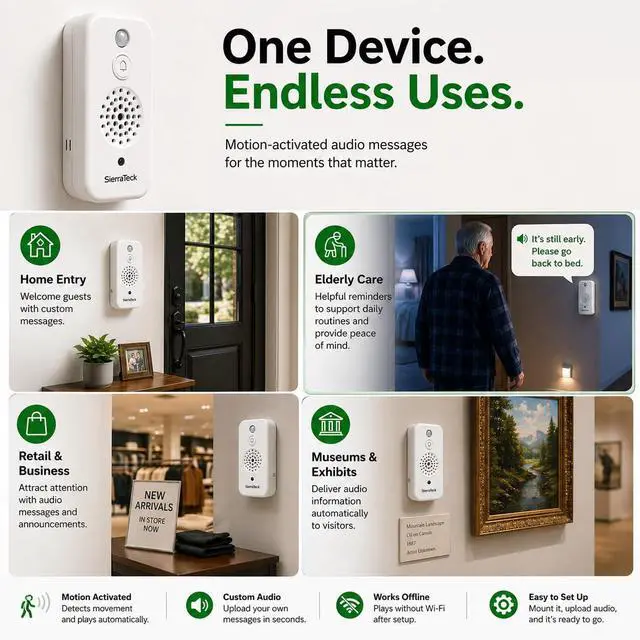 Alt view image 5 of 6 - Pro: Smart Motion-Activated Customizable Audio Player - WiFi-Enabled, Real Time Alerts