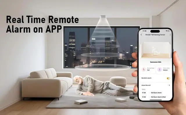 Alt view image 3 of 6 - Human Presence Sensor WiFi Motion Detector mmWave Radar Wired Smart Motion Sensor Support 2.4 GHz Wi-Fi Fall Detection for Seniors Privacy-Safe