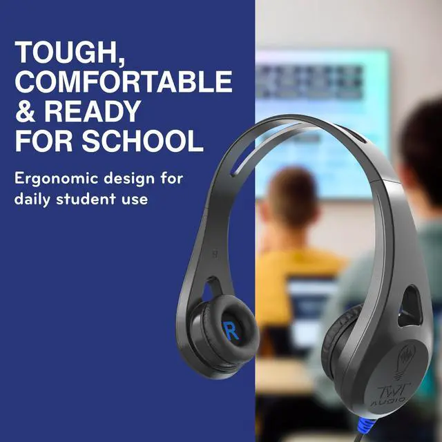 Alt view image 3 of 7 - TWT Audio Ergo TW100 Premium On-Ear Headphone - 3.5mm Jack | Wired Headphones, Durable, For Classrooms, School, Students, Teachers, Universal Device Compatibility