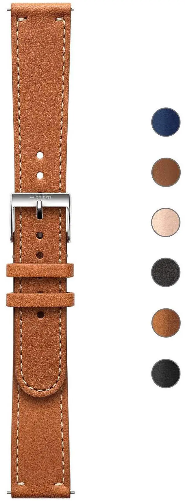 Main image of Premium Leather Wristband for ScanWatch, Steel HR, Steel HR Sport, Move ECG, Move and Steel