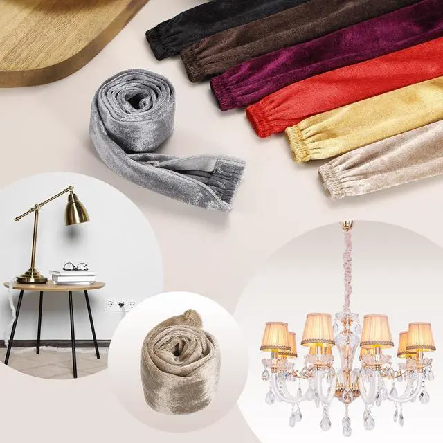 Alt view image 5 of 7 - 2ft Chandelier Chain Cord Cover, Velvet Cloth Fabric Chain Sleeve Decorative Cord Covers for Chandelier Wires Swing Cable, Zipper Style, Beige