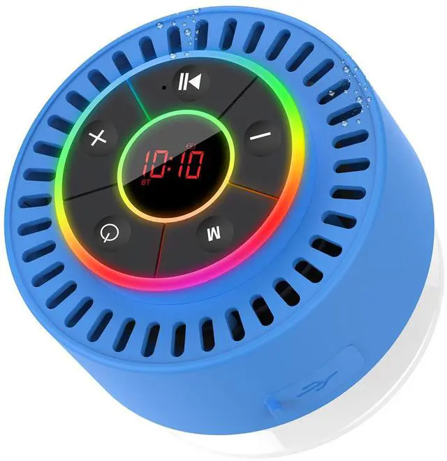 Main image of Bluetooth Speaker, Shower Speaker IPX7 Waterproof, Speakers Bluetooth Wireless with Rich Bass, Portable Speaker with LED Light, Suction Cup,8H Playtime, for Bathroom Party Beach, Ideal Gifts, Purple