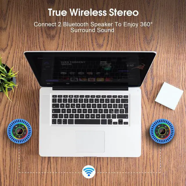 Alt view image 4 of 7 - Bluetooth Speaker, Shower Speaker IPX7 Waterproof, Speakers Bluetooth Wireless with Rich Bass, Portable Speaker with LED Light, Suction Cup,8H Playtime, for Bathroom Party Beach, Ideal Gifts, Purple