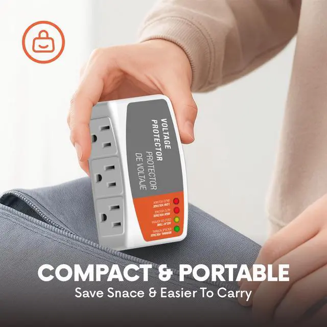 Alt view image 6 of 6 - 3 Outlet Refrigerator Surge Protector, 1800W 120V/15A Wall Plug | Over & Under Voltage Protection 3-Minute Delay UL94 Flame-Retardant CE Certified Appliance Safety