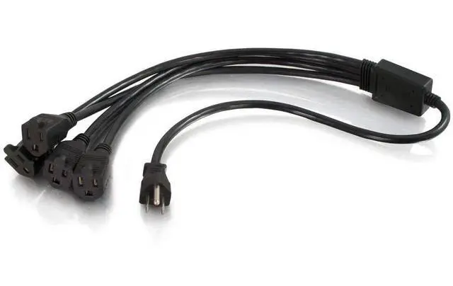 Main image of Legrand - Power Cord with 1 to 4 Power Splitter, 16 AWG Power Cord, Black Power Squid, 1.5 Foot Power Cord Extension and Splitter, 1 Count, 29803 - TAA Compliant
