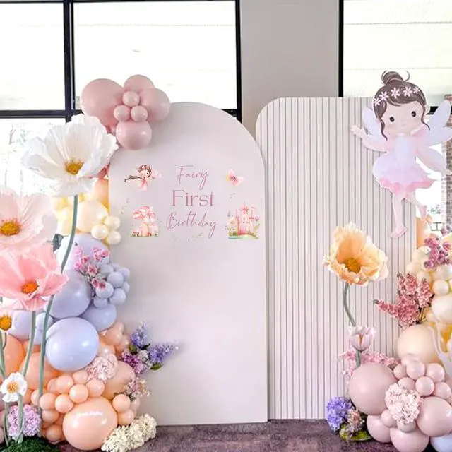 Alt view image 5 of 7 - Fairy First Birthday Decal - Floral Theme Party Decorations,Wildflower Our Little Fairy is Turning One Photography Background for Girls