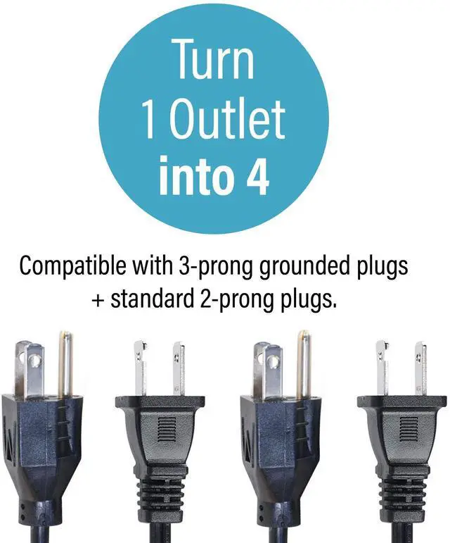 Alt view image 2 of 7 - Legrand - Power Cord with 1 to 4 Power Splitter, 16 AWG Power Cord, Black Power Squid, 1.5 Foot Power Cord Extension and Splitter, 1 Count, 29803 - TAA Compliant