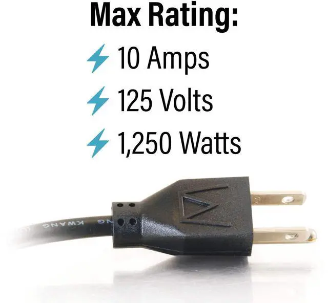 Alt view image 3 of 7 - Legrand - Power Cord with 1 to 4 Power Splitter, 16 AWG Power Cord, Black Power Squid, 1.5 Foot Power Cord Extension and Splitter, 1 Count, 29803 - TAA Compliant