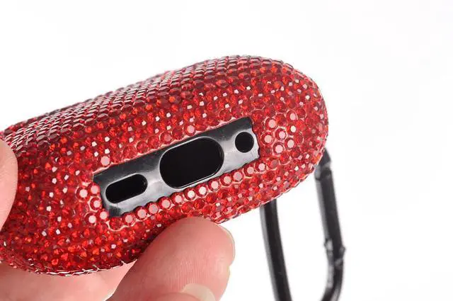 Alt view image 3 of 4 - for AirPods Pro 3 Case Cover (2025), Glitter Sparkle Bling Hard Shell with Metal Lanyard, Compatible with AirPods Pro 3rd Generation Charging Case, Shockproof Protective Case (Red)