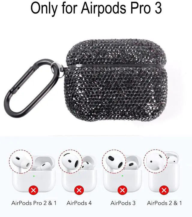 Alt view image 2 of 4 - for AirPods Pro 3 Case Cover (2025), Glitter Sparkle Bling Hard Shell with Metal Lanyard, Compatible with AirPods Pro 3rd Generation Charging Case, Shockproof Protective Case (Rose)