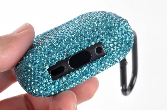 Alt view image 3 of 4 - for AirPods Pro 3 Case Cover (2025), Glitter Sparkle Bling Hard Shell with Metal Lanyard, Compatible with AirPods Pro 3rd Generation Charging Case, Shockproof Protective Case (Azure)