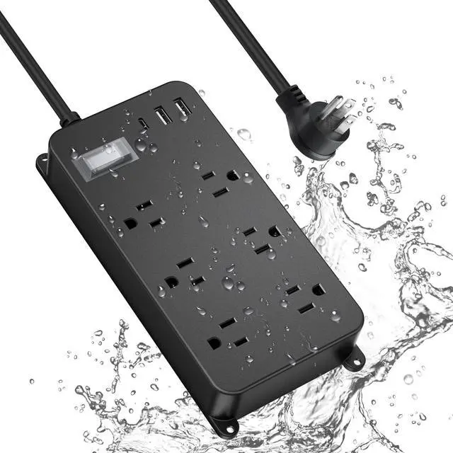Main image of Outdoor Power Strip Weatherproof,20W USB C,Waterproof Extension Cord Multiple Outlet Surge Protector,6 Outlets,3 USB Ports