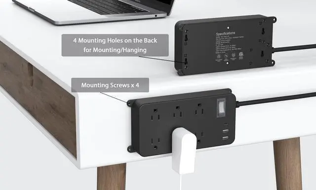 Alt view image 6 of 7 - Outdoor Power Strip Weatherproof,20W USB C,Waterproof Extension Cord Multiple Outlet Surge Protector,6 Outlets,3 USB Ports