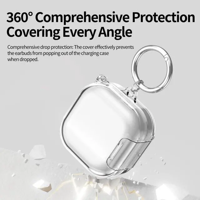 Alt view image 3 of 7 - Case for Samsung Galaxy Buds 4 & Galaxy Buds 4 Pro (2026), Case Compatible with Samsung Buds 4 / Buds 4 Pro, Clear Earbud Cover with Integrated Phone Stand Secure Lock Buckle Carabiner for Girls Women