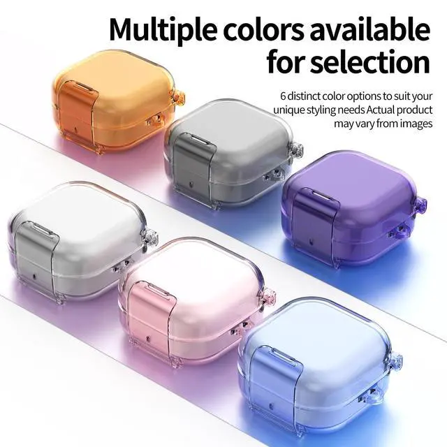 Alt view image 7 of 7 - Case for Samsung Galaxy Buds 4 & Galaxy Buds 4 Pro (2026), Case Compatible with Samsung Buds 4 / Buds 4 Pro, Clear Earbud Cover with Integrated Phone Stand Secure Lock Buckle Carabiner for Girls Women