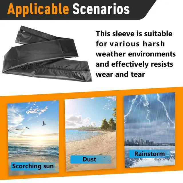 Alt view image 7 of 7 - 48 Inch Zippered Rigging Sleeve, Heavy Duty 600D Waterproof | Marine Cable Organizer for Trolling Motor, Control Cables, Fuel Lines & Wires, Black with Cable Tie