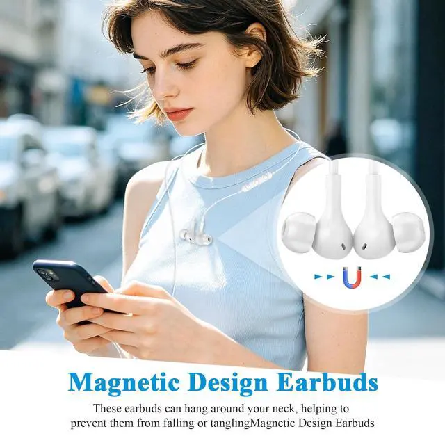 Alt view image 3 of 6 - MFi-Certified Lighting Earbuds for iPhone 14 13 12 11 Pro Max White | Magnetic Ear Buds Earphones Built-in Mic Volume Control Wired Headphones for iPhone 14 Plus 13 Pro 11 Pro Max XS XR 8 7 Plus