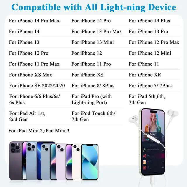 Alt view image 2 of 6 - MFi-Certified Lighting Earbuds for iPhone 14 13 12 11 Pro Max White | Magnetic Ear Buds Earphones Built-in Mic Volume Control Wired Headphones for iPhone 14 Plus 13 Pro 11 Pro Max XS XR 8 7 Plus