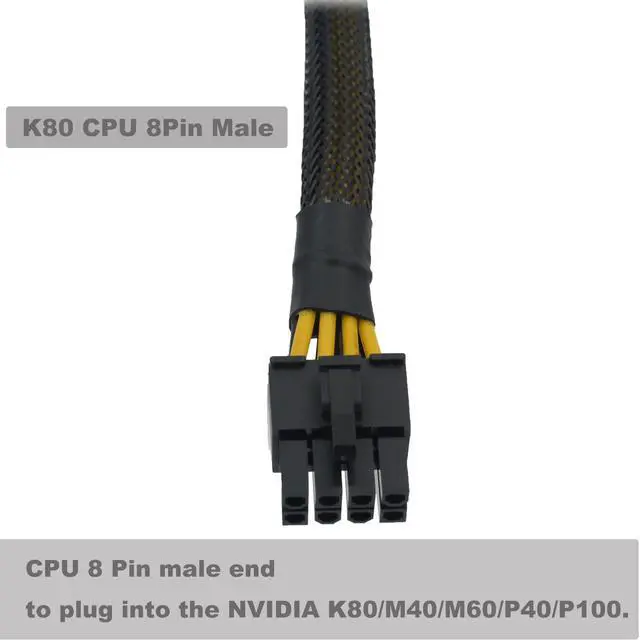 Alt view image 3 of 5 - GPU Power Cable for HP DL580 DL585 DL980 G7 Server, 10 Pin to CPU 8 Pin Power Adapter for Nvidia K80/M40/M60/P40 24.8-inch(63cm)
