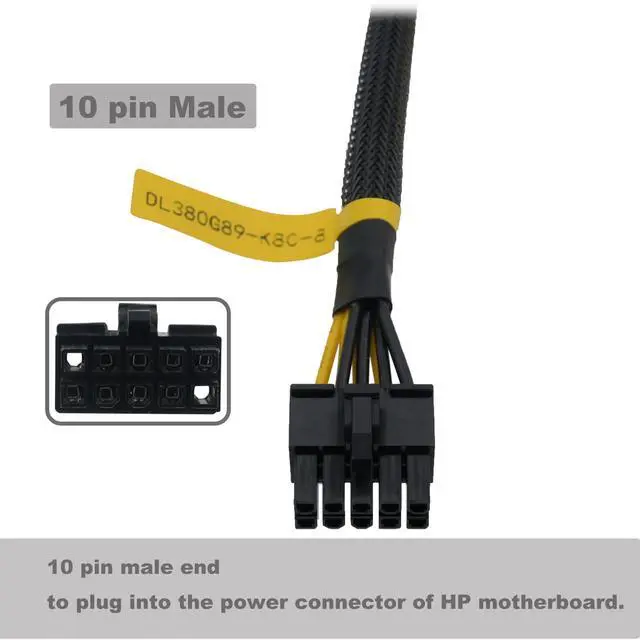 Alt view image 2 of 5 - GPU Power Cable for HP DL580 DL585 DL980 G7 Server, 10 Pin to CPU 8 Pin Power Adapter for Nvidia K80/M40/M60/P40 24.8-inch(63cm)