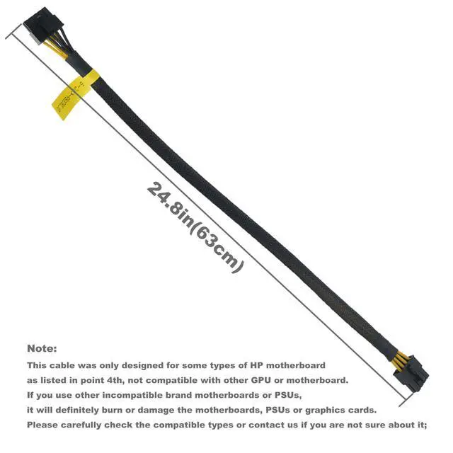 Alt view image 4 of 5 - GPU Power Cable for HP DL580 DL585 DL980 G7 Server, 10 Pin to CPU 8 Pin Power Adapter for Nvidia K80/M40/M60/P40 24.8-inch(63cm)