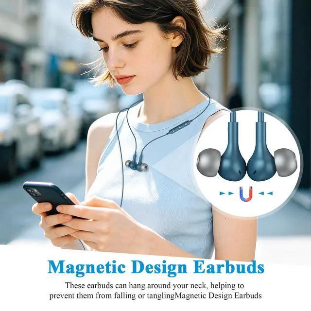 Alt view image 2 of 6 - MFi-Certified Lighting Earbuds for iPhone 14 13 12 Pro Max Lakeblue | Magnetic Ear Buds Earphones Built-in Mic Volume Control Wired Headphones for iPhone 14 Plus 13 Pro 11 Pro Max XS XR 8 7 Plus