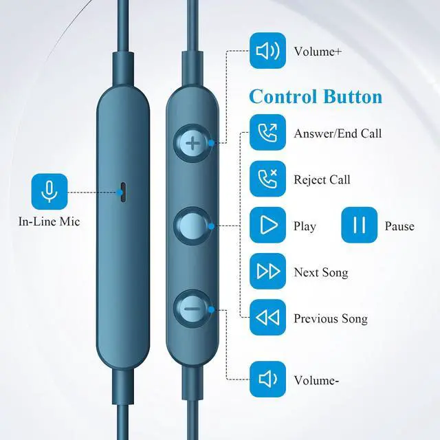 Alt view image 4 of 6 - MFi-Certified Lighting Earbuds for iPhone 14 13 12 Pro Max Lakeblue | Magnetic Ear Buds Earphones Built-in Mic Volume Control Wired Headphones for iPhone 14 Plus 13 Pro 11 Pro Max XS XR 8 7 Plus