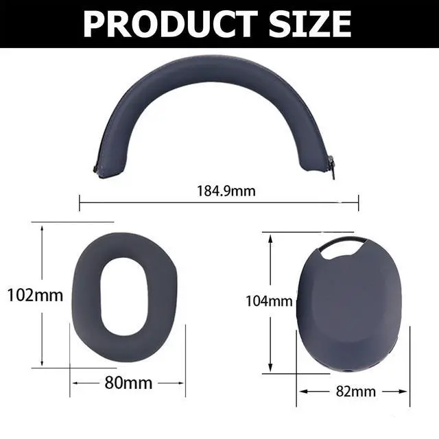 Alt view image 4 of 6 - 3 Set Case Cover for Sony WH-1000XM5 Headphones,Embody Ear Pad Cover/Headband Cover/Ear Cover Soft Silicone Headphones AccessoriesBlue