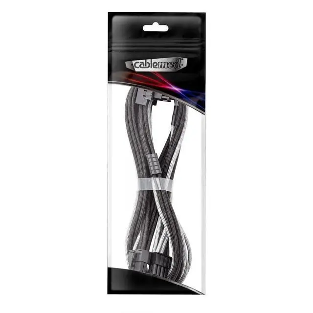 Alt view image 4 of 4 - E-Series Pro ModFlex Sleeved 12V-2x6 12VHPWR 90° StealthSense PCIe Cable for EVGA G/G+ / P/P+ / T - Variant A (Black + Silver, 16-pin to Dual 8-pin, 60cm)