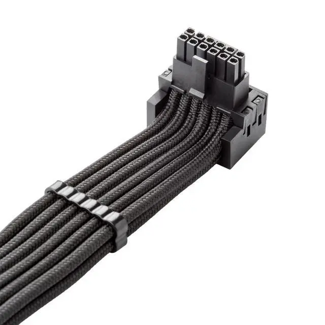 Alt view image 2 of 4 - E-Series Pro ModFlex Sleeved 12V-2x6 12VHPWR 90° StealthSense PCIe Cable for EVGA G/G+ / P/P+ / T - Variant B (Black, 16-pin to Dual 8-pin, 60cm)