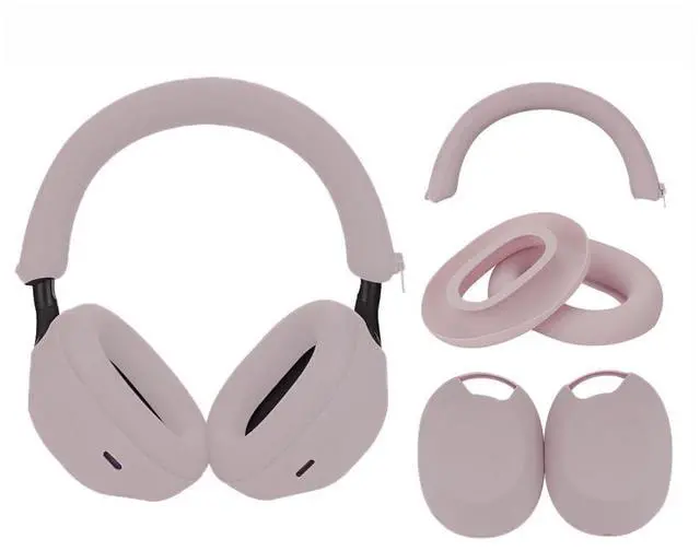 Main image of 3 Set Case Cover for Sony WH-1000XM5 Headphones,Embody Ear Pad Cover/Headband Cover/Ear Cover Soft Silicone Headphones AccessoriesRose Grey
