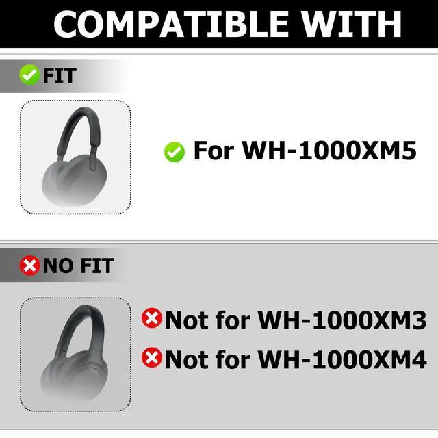 Alt view image 2 of 7 - 3 Set Case Cover for Sony WH-1000XM5 Headphones,Embody Ear Pad Cover/Headband Cover/Ear Cover Soft Silicone Headphones AccessoriesRose Grey