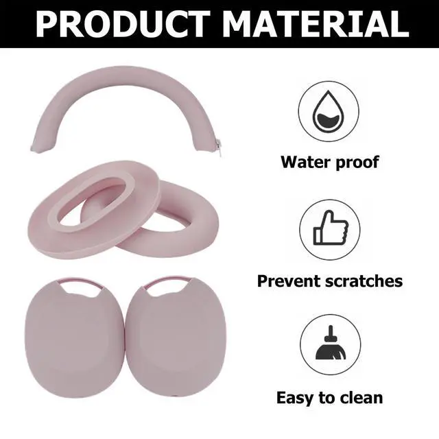 Alt view image 3 of 7 - 3 Set Case Cover for Sony WH-1000XM5 Headphones,Embody Ear Pad Cover/Headband Cover/Ear Cover Soft Silicone Headphones AccessoriesRose Grey