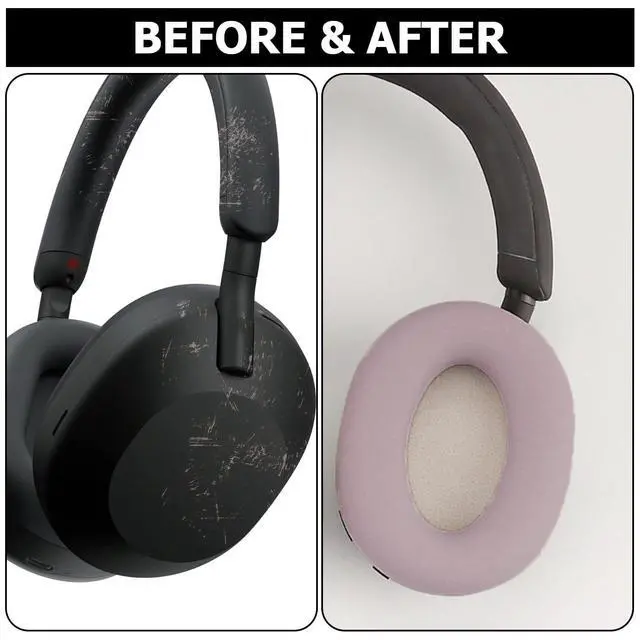 Alt view image 4 of 7 - 3 Set Case Cover for Sony WH-1000XM5 Headphones,Embody Ear Pad Cover/Headband Cover/Ear Cover Soft Silicone Headphones AccessoriesRose Grey