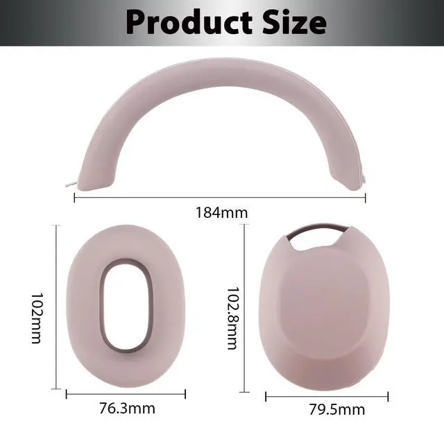 Alt view image 5 of 7 - 3 Set Case Cover for Sony WH-1000XM5 Headphones,Embody Ear Pad Cover/Headband Cover/Ear Cover Soft Silicone Headphones AccessoriesRose Grey