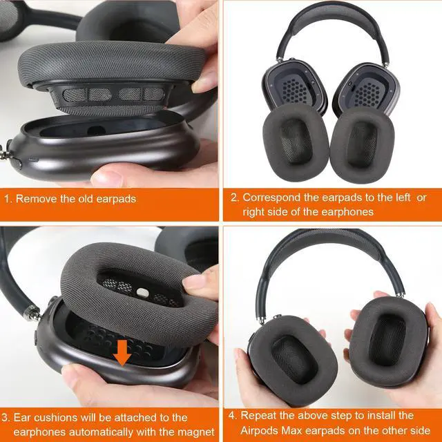 Alt view image 6 of 6 - Replacement Ear Cushions for AirPods Max 1 Over-Ear Headphones,Mesh Fabric Covered Earpads with Memory Foam and Magnet (Sky Blue)