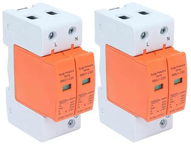Main image of 2Pcs 2P (1P+N) Thunder Protector 420V Single-Phase SPD Arrester Protective Device Maximum AC 60KA DIN Rail Mounting, Fire Retardant Housing for Home Circuit Breaker with Visual Indicator(60KA)