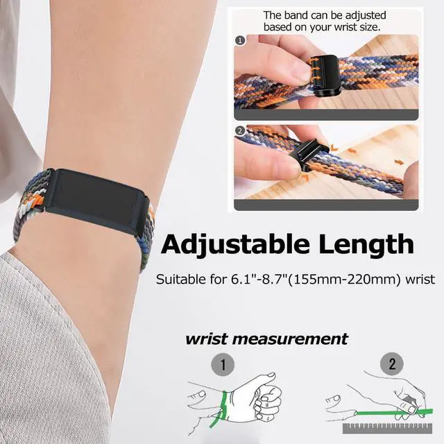 Alt view image 5 of 7 - Braided Band Compatible for Amazfit Helio Strap/CMF Watch 3 Pro, Magnetic Buckle Design, Breathable Soft Elastic Sport Wristband for Helio Strap Fitness Tracker