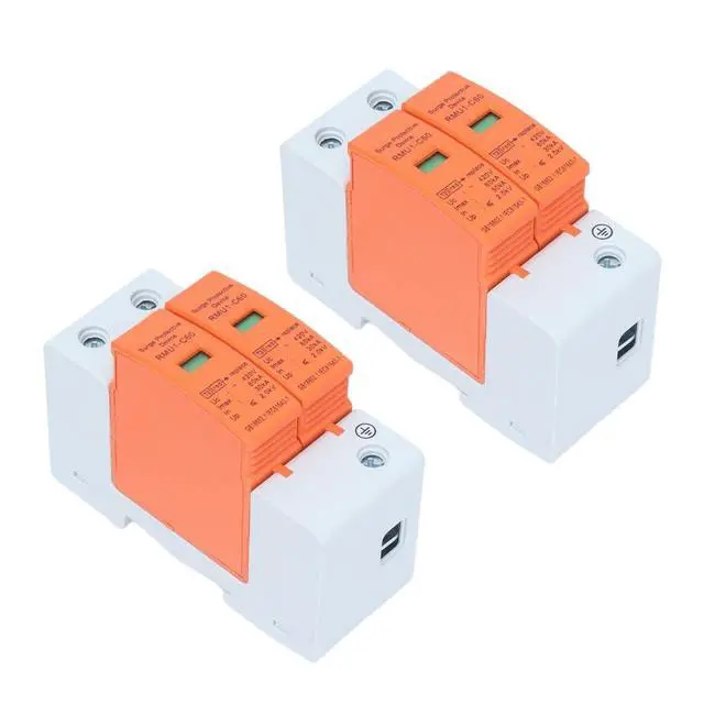 Alt view image 5 of 6 - 2Pcs 2P (1P+N) Thunder Protector 420V Single-Phase SPD Arrester Protective Device Maximum AC 60KA DIN Rail Mounting, Fire Retardant Housing for Home Circuit Breaker with Visual Indicator(60KA)