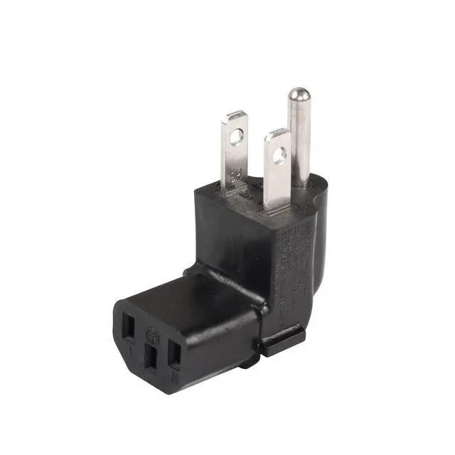 Alt view image 4 of 5 - 90 Degree 3 Prong Power Adapter, Up Angle 3 Prong NEMA 5-15P to IEC 320 C13 Female 16A / 125V Computer Power Adapter(2-Pack)