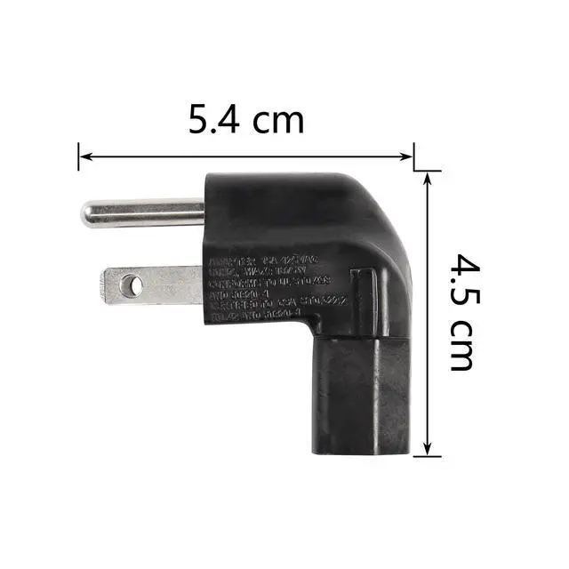 Alt view image 5 of 5 - 90 Degree 3 Prong Power Adapter, Up Angle 3 Prong NEMA 5-15P to IEC 320 C13 Female 16A / 125V Computer Power Adapter(2-Pack)