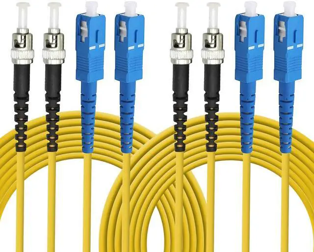 Main image of SC to ST Fiber Patch Cable, 3M (9.84ft) Single-Mode Duplex Jumper - SC/UPC-ST/UPC 9/125um OS2 Yellow SM Optical Patch Cord (2, 5M (16.4ft))