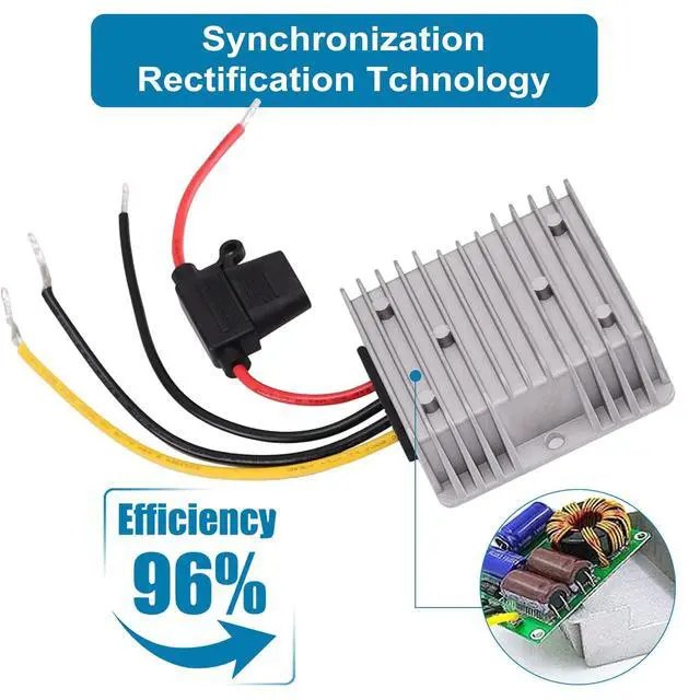 Alt view image 4 of 7 - DC-DC 36V/48V to 12V 20A 240W Golf Cart Step-Down Converter,Voltage Regulator, Reducer, Waterproof Transformer with Fuse
