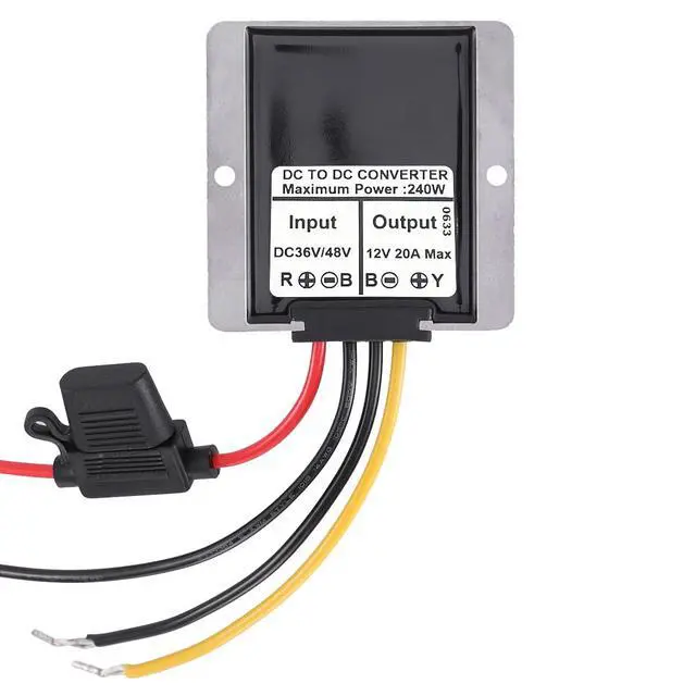 Alt view image 2 of 7 - DC-DC 36V/48V to 12V 20A 240W Golf Cart Step-Down Converter,Voltage Regulator, Reducer, Waterproof Transformer with Fuse