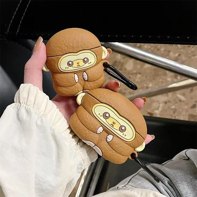 Alt view image 4 of 7 - Wireless Charging Earphone Case Compatible with Airpods 4, Cute Animal Monkey Design Soft Silicone Full Body Protective Skin Cover, Kids Girls Women Cartoon Earbuds Accessories