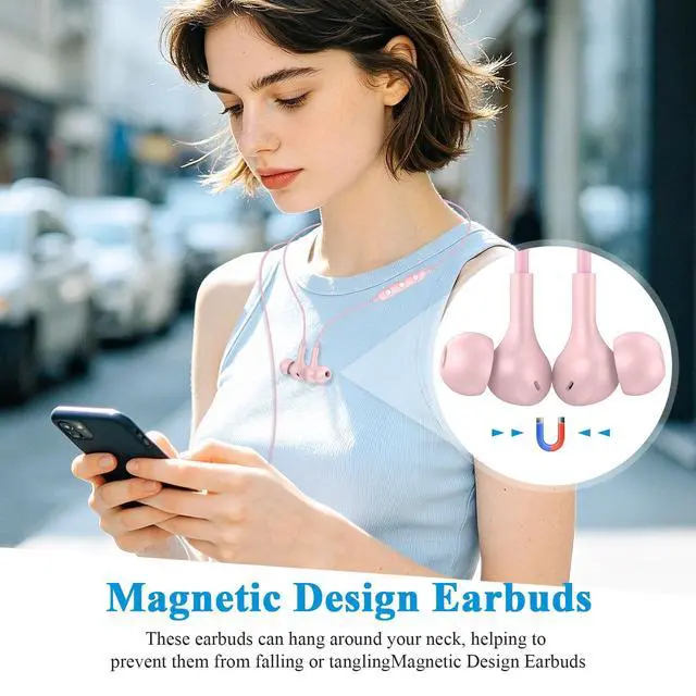Alt view image 2 of 6 - MFi-Certified Lighting Earbuds for iPhone 14 13 12 11 Pro Max Pink | Magnetic Ear Buds Earphones Built-in Mic Volume Control Wired Headphones for iPhone 14 Plus 13 Pro 11 Pro Max XS XR 8 7 Plus