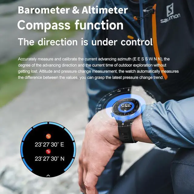 Alt view image 4 of 6 - Military Tactical Smart Watch for Men,1.75" Large Crystal Clear HD AMOLED Touchscreen Smartwatches for Android iOS,Fitness Tracker with 120+Sport Modes/Heart Rate/Sleep Monitor (Silver)